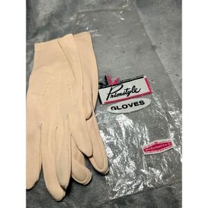Vintage Ladies Gloves Prinstyle Woolworths Beige Nylon Dress Gloves Size S